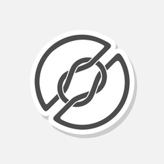 Rope knot circle icon sticker isolated on gray background