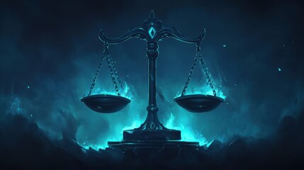 Burning scales of justice in dark night