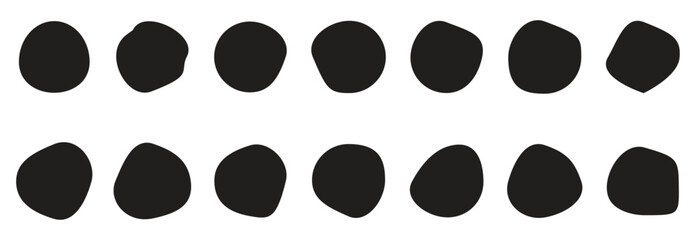 Abstract organic blob shape set. Random blob circles, liquid organic amoeba, different drops in modern style. 