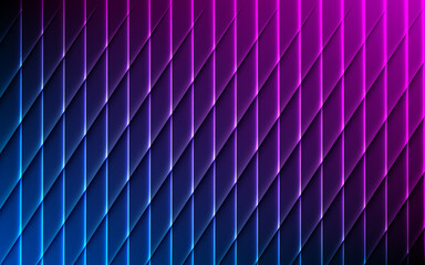 Abstract neon light stripes background with blue and pink gradient