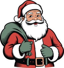 Jolly Santa Claus with Gift Bag Christmas holiday