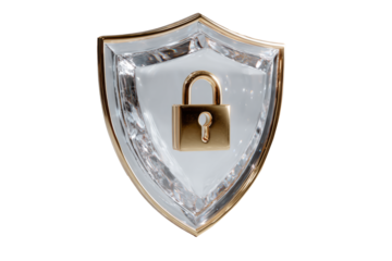 Shield with Golden Padlock Symbol