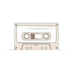 Obraz premium Retro Audio Cassette Tape Minimalist Line Art Illustration Vintage Music Device