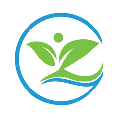 Wellness Leaf Circle, Eco Health Nature vector Icon 