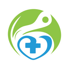 Unique Heart Cross Medical Care vector Icon