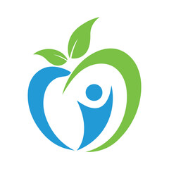 Healthy person Life Apple Leaf outline colorful vector Icon