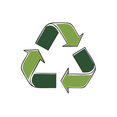 Obraz premium Green recycling symbol hand drawn illustration for environmental protection and sustainable living