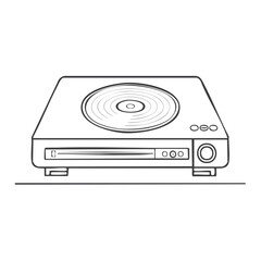 Fototapeta premium Retro Disc Player Illustration Minimalist Music Media Appliance Sketch