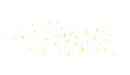 Golden sparkling stars and light trail on transparent background for festive luxury celebration and premium overlay