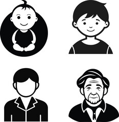 Human Life 4-Icon Set – Vector Icons