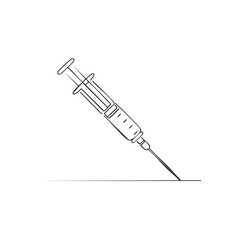 Syringe Needle Line Art Injection Medicine Vaccination Treatment Vector Illustration