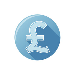 Obraz premium Pound Sterling Currency Symbol Flat Icon with Shadow in Blue Circle