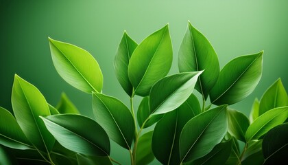 Obraz premium Simple Plant Design Featuring Vibrant Green Leaves Representing Organic Farming