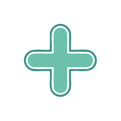Green plus sign illustration design vector icon with rounded edges on white background