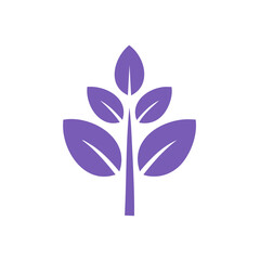 Obraz premium Stylized purple plant icon with five leaves minimalist nature growth symbol