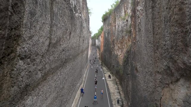 Dramatic Cliffside Road to Tanah Barak Beach, Bali, Indonesia