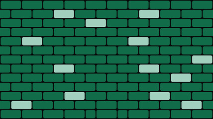 A green brick wall with some light green bricks scattered throughout the pattern in the image art