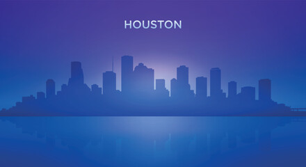 Fototapeta premium Houston neon skyline silhouette with futuristic city view