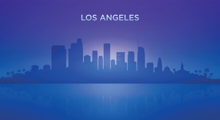 Naklejka premium Los Angeles neon skyline silhouette with futuristic city view