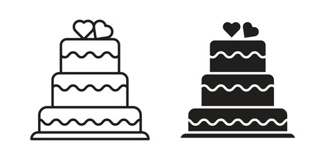 Wedding cake icon line. eps 10 vector illustration