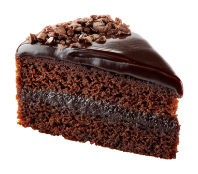 Delicious chocolate cake slice bakery food dessert isolated on transparent background - Powered by Adobe