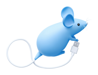 Dynamic blue usb mouse digital tech environment isolated on transparent background