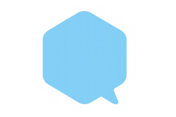 Blue hexagon speech bubble icon showing chat, message, notification, conversation, and dialogue for apps and web ui