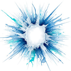 Abstract blue watercolor splash explosion isolated on transparent background