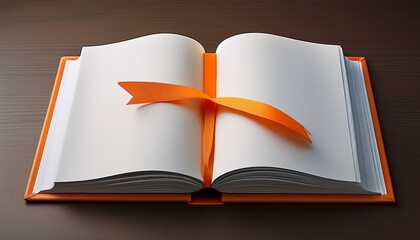 open book with orange bookmark showing blank pages inviting readers to imagine the stories within