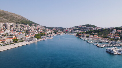 Fototapeta premium Aerial View of Dubrovnik Port and Waterfront Croatia