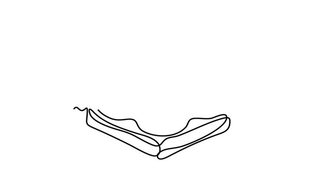 Animated self drawing of continuous line draw fresh sandwich. Fast food cafe menu and restaurant . Full length one line animation. 4K