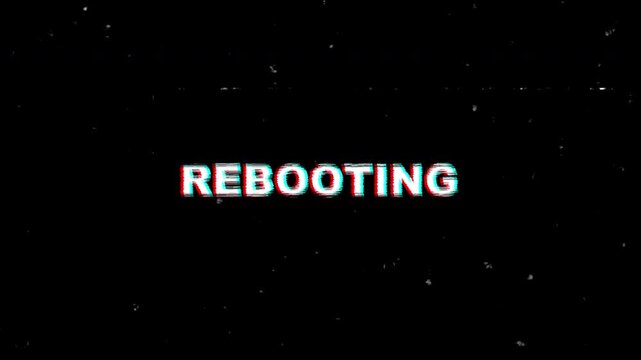 Rebooting Glitch Effect VHS Static Screen Error Vintage ideal for tech failure, system startup, retro gaming, or digital art projects.