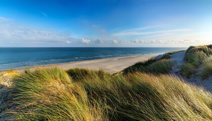 Skagen Denmark 13 08 2025 View Over Dunes To Calm Sea Horizon