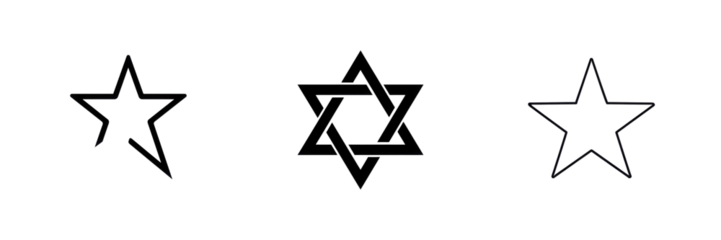 Three abstract geometric shapes isolated on transparent background