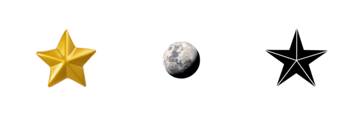 Golden star and footprint isolated on transparent background