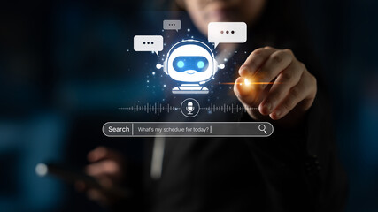 AI assistant with voice chat interface, combining smart chatbot, voice command, and AI-powered control search tools. Agentic AI assistant helps users search and chat naturally. Spline