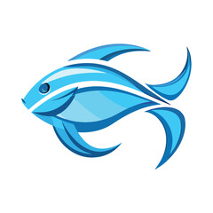 Modern blue fish aquatic seafood logo illustration
