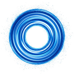 Abstract blue glowing circular vortex with particles isolated on transparent background