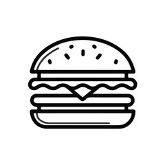 Minimal burger line icon fast food sandwich symbol
