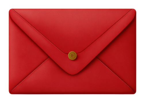 Delivering a letter with a red envelope home product isolated on transparent background