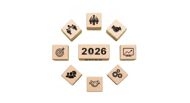 2026 vision with teamwork icons around