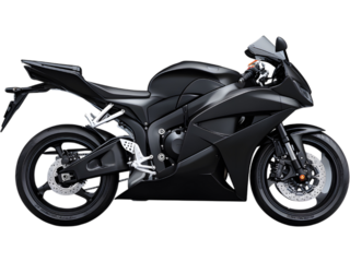 Sleek black motorcycle isolated on transparent background, symbolizing speed, power, and modern lifestyle.
