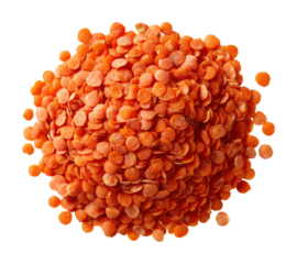 Cooking with red lentils healthy recipe ideas and nutritional facts isolated on transparent background