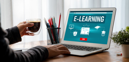 E-learning website with modish sofware for student to study online on the internet network