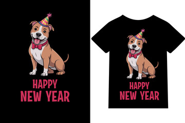 American Pit Bull Terrier happy new year -t-shirt, typography, mug, hoodie, poster.