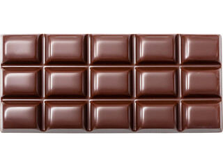 Obraz premium Top view of a milk chocolate bar isolated on transparent background, perfect for sweets, dessert, and food compositions..