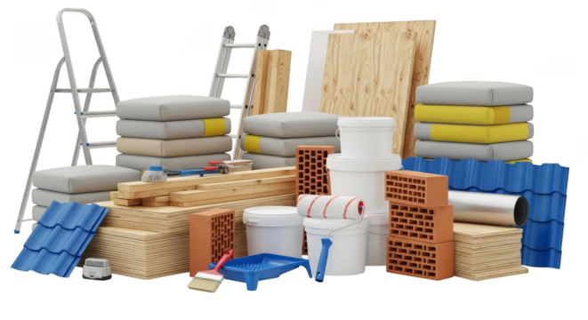 Construction supplies Building materials stack