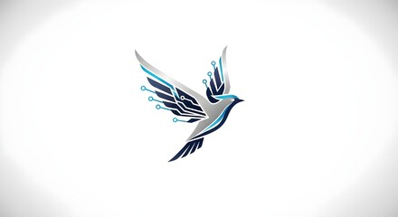 Obraz premium Elegant bird with digital circuit wings soars high