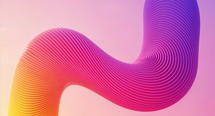 Vibrant 3D Render of Abstract Pink Purple Orange Fluid Spiral Wave