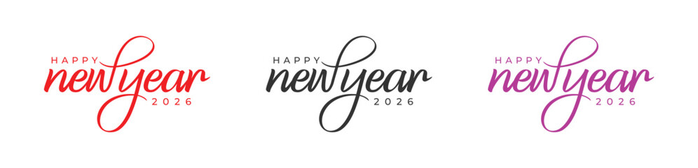 Happy New Year 2026 Logo Design. Modern Abstract Hand-drawn vector logo design. 2026 New Year Logo Design